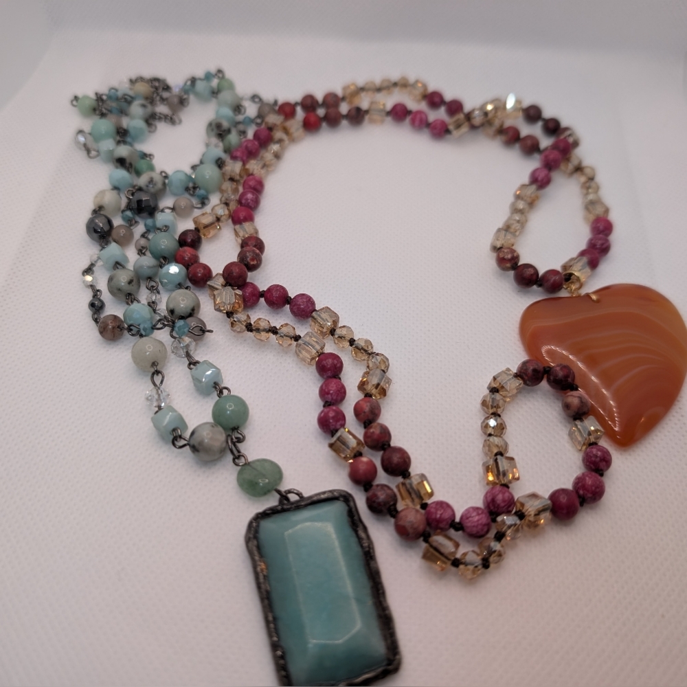 Multicolor Beaded Necklaces.  New!! Natural Stones.